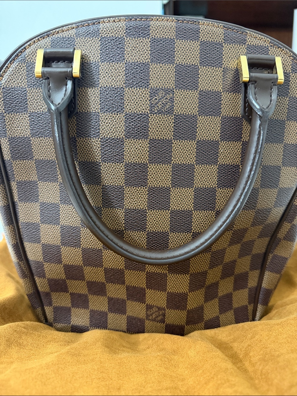 Louis Vuitton Brown Damier Ebene Dome Satchel with Gold Hardware